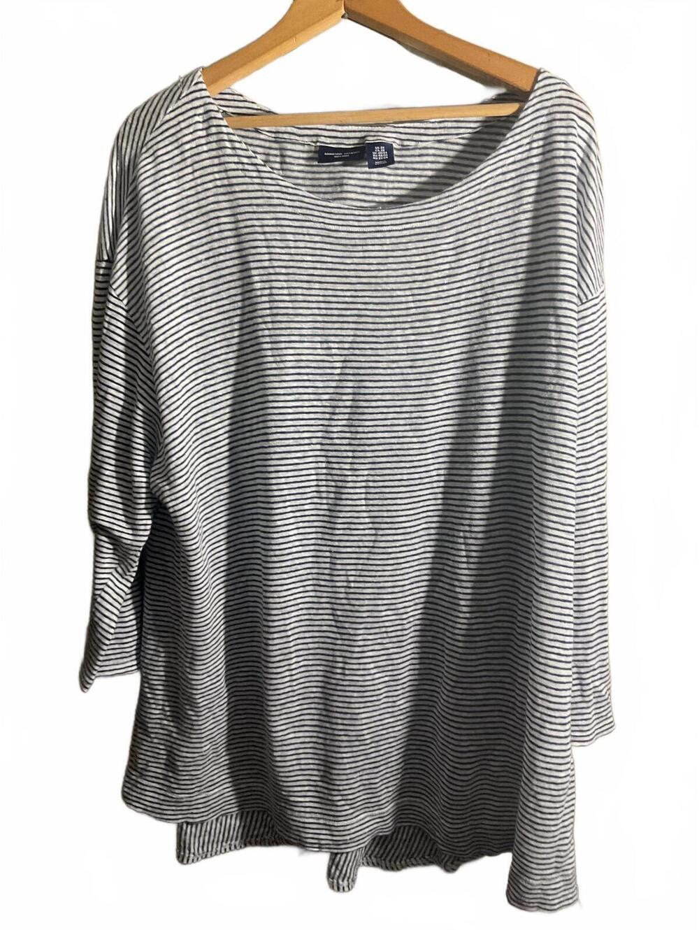 Adrienne Vittadini Nautical Striped Linen Tunic Top 2X